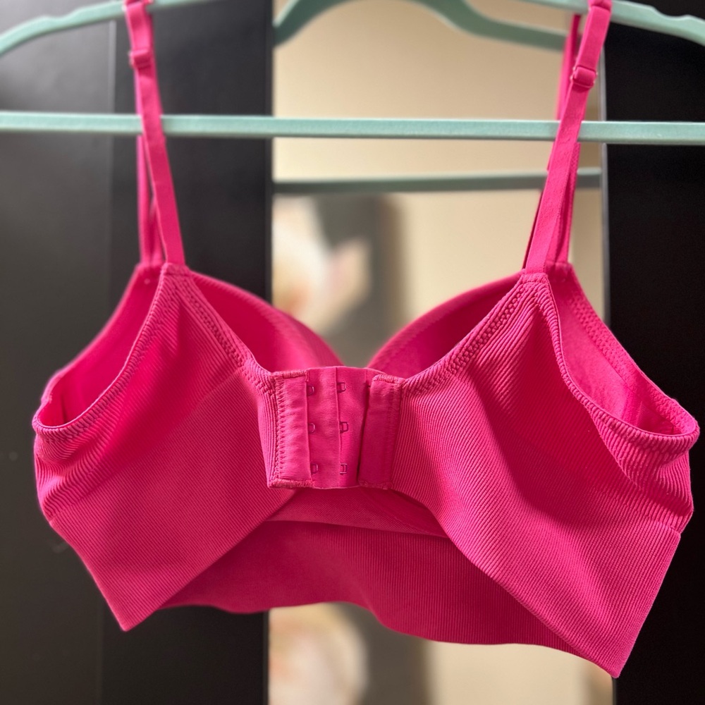 Hot Pink Ribbed Bralette - Picture 3 of 5